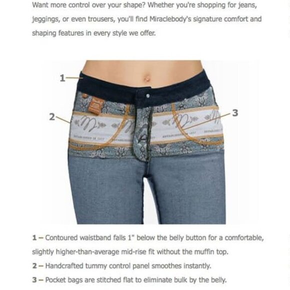 Miraclebody by Miraclesuit Shaping bootcut jeans Gray size 12 Embellished pocket - Picture 9 of 9